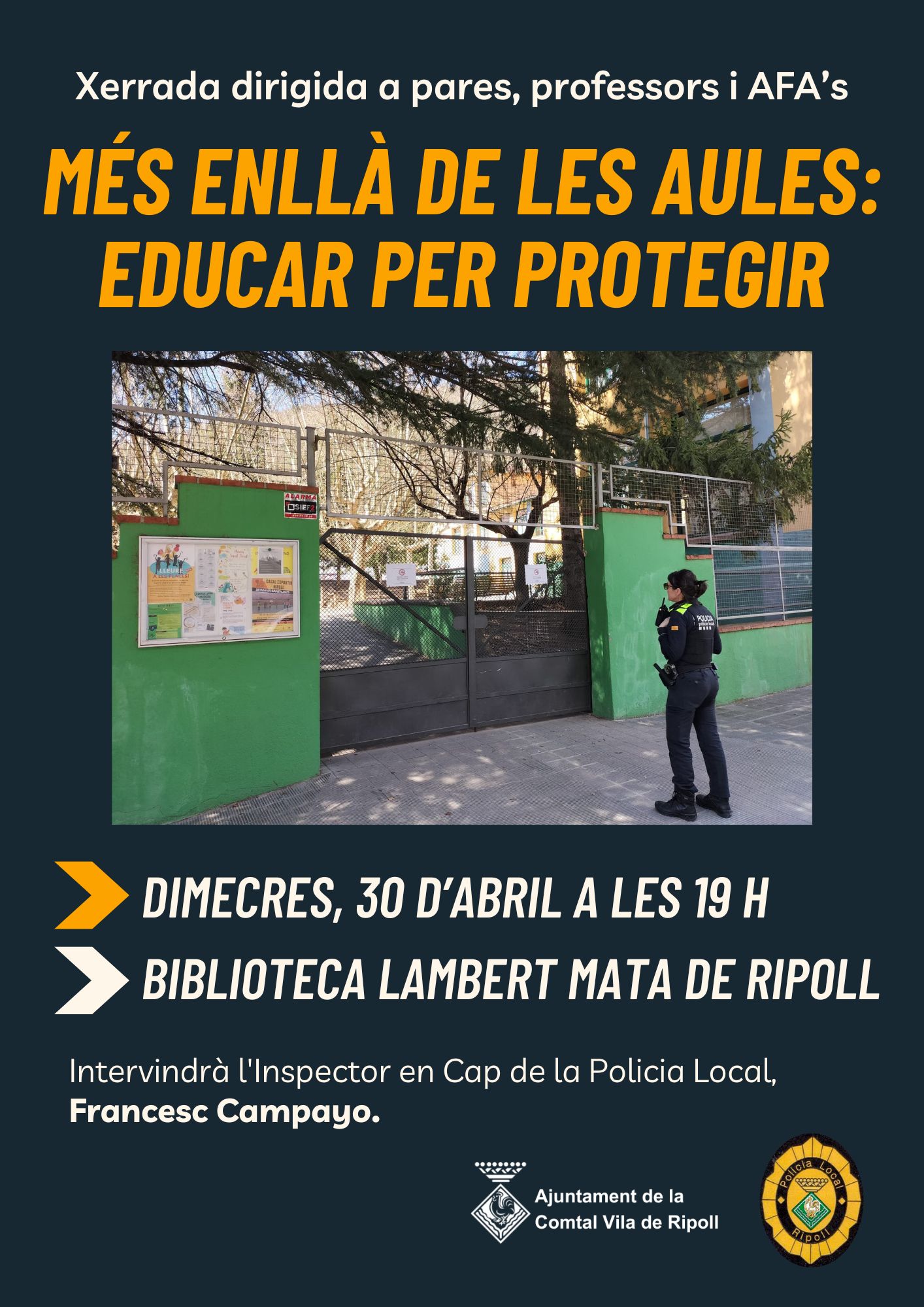 Cartell xerrada policia local 30 abril 2025 Ripoll