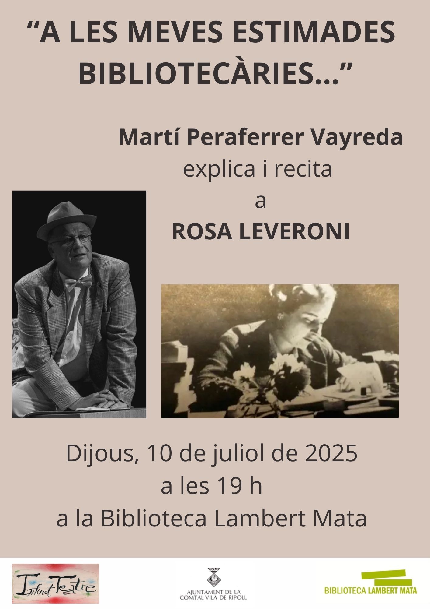 Cartell "A les meves estimades bibliotecàries..." a Ripoll