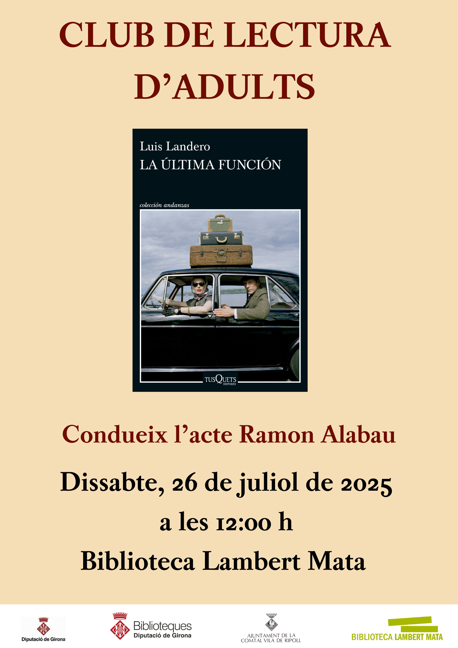 Cartell club de lectura adults juliol 2025