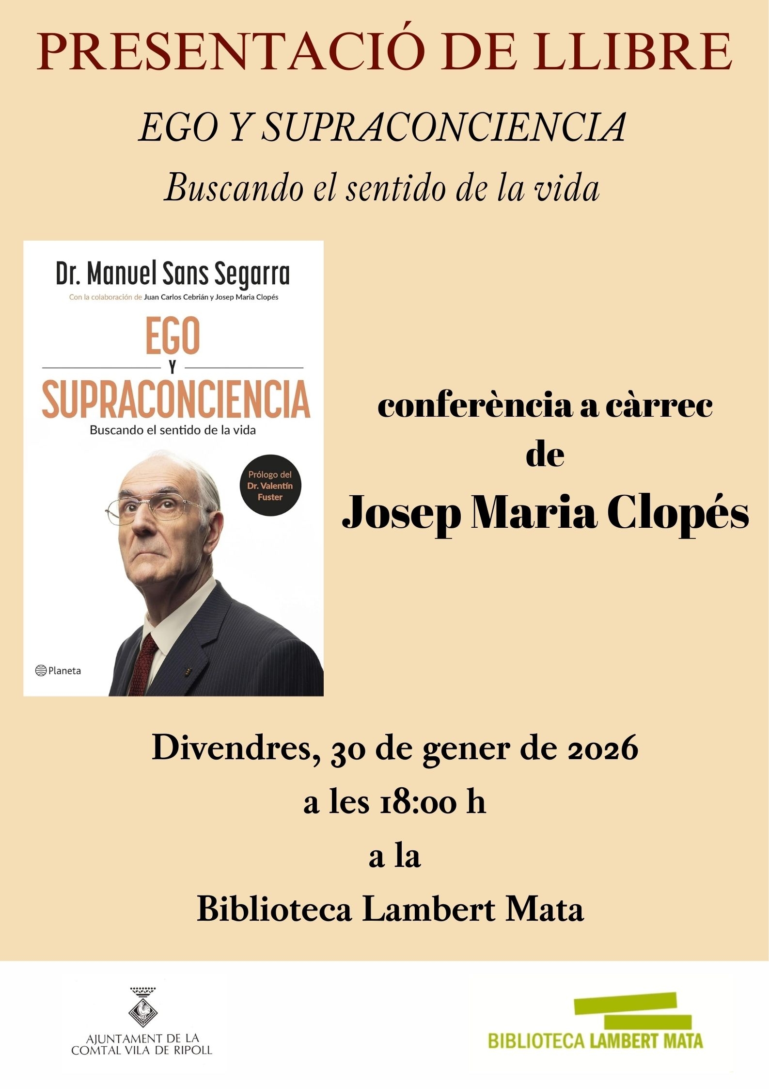 Cartell presentació llibre 30 gener