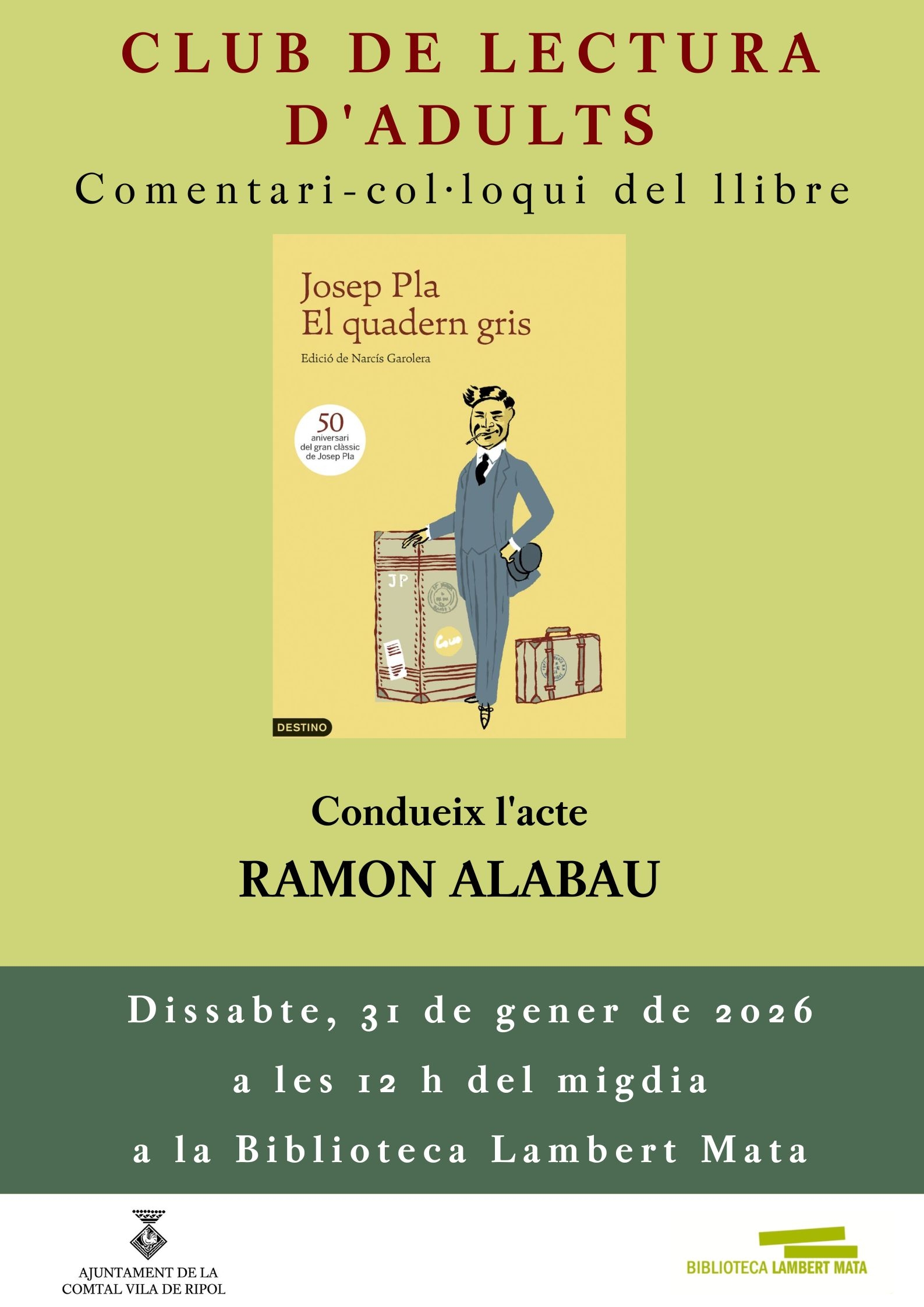 Cartell club de lectura adults gener 2026