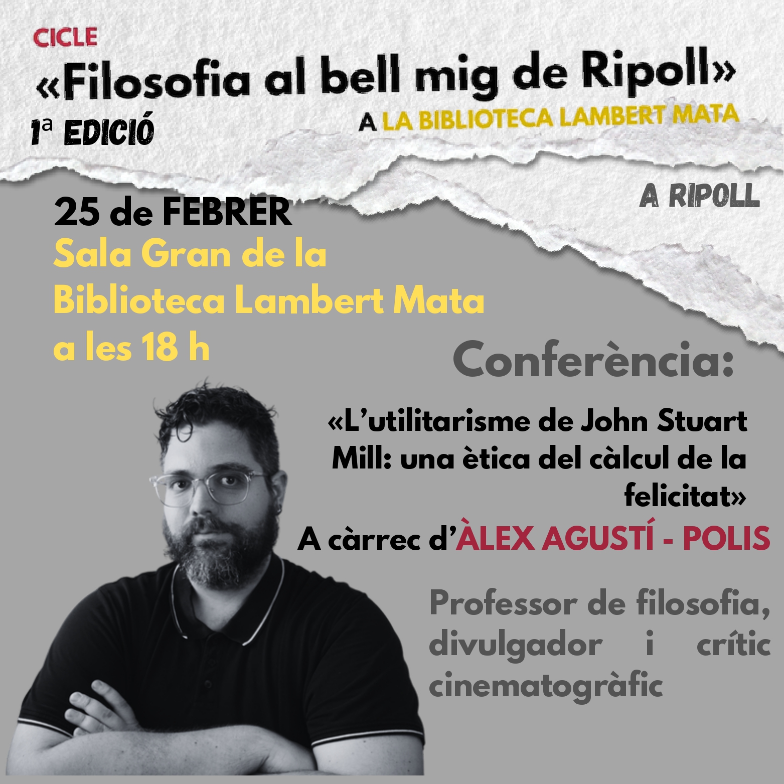 Cartell xerrada filosofia 25 de febrer a Ripoll
