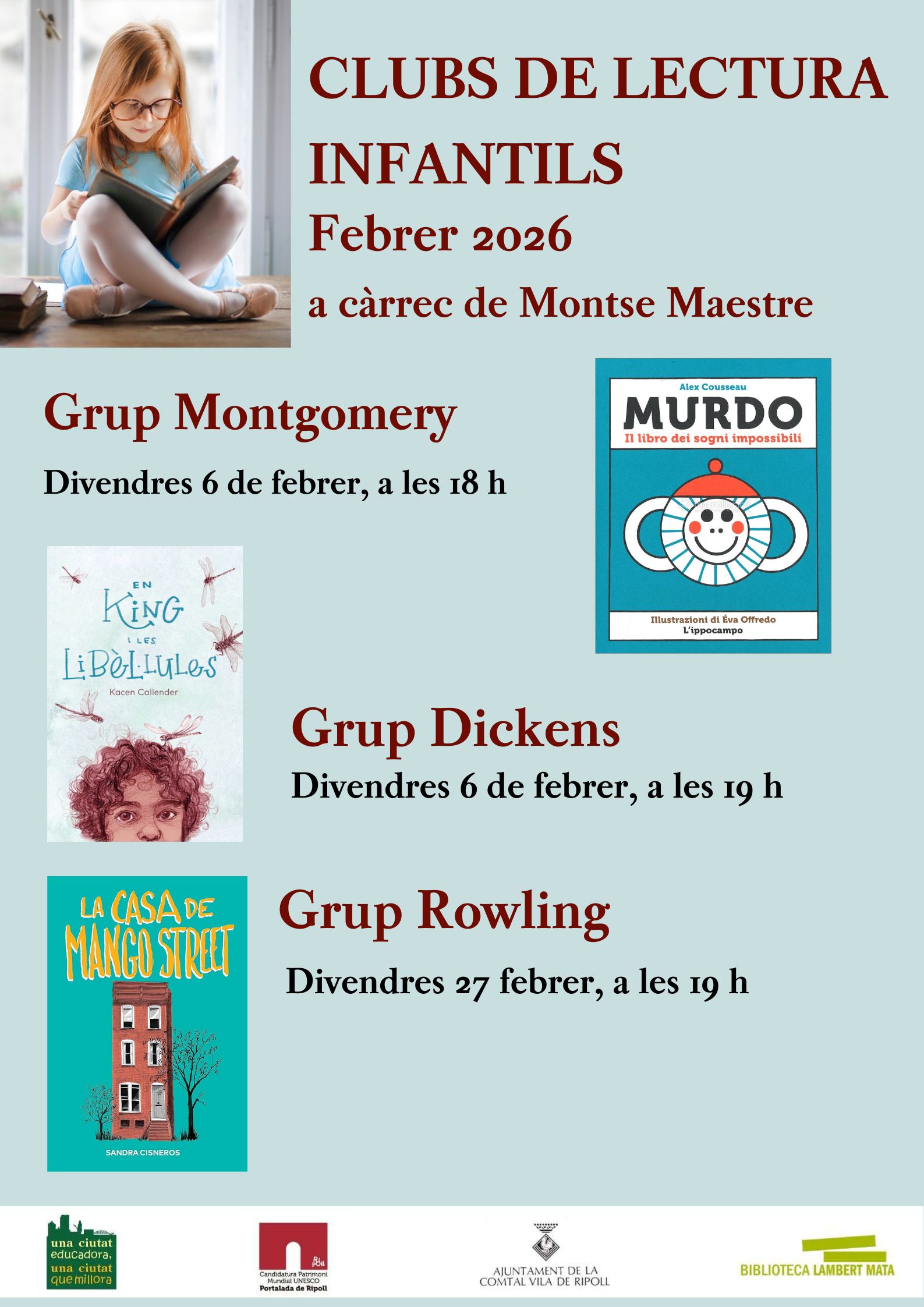 Cartell clubs de lectura infantils febrer 2026 Ripoll