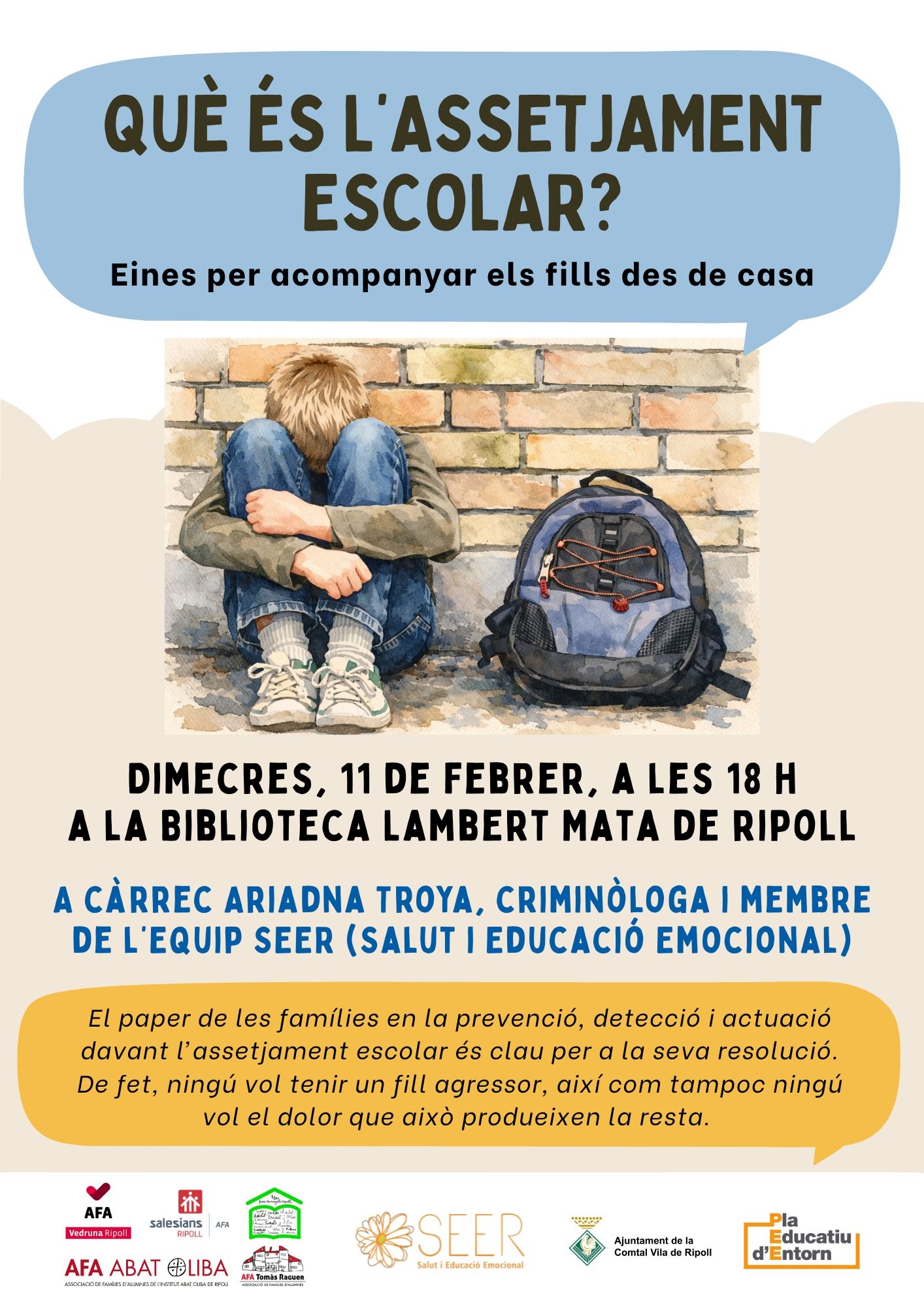Cartell xerrada assetjament escolar