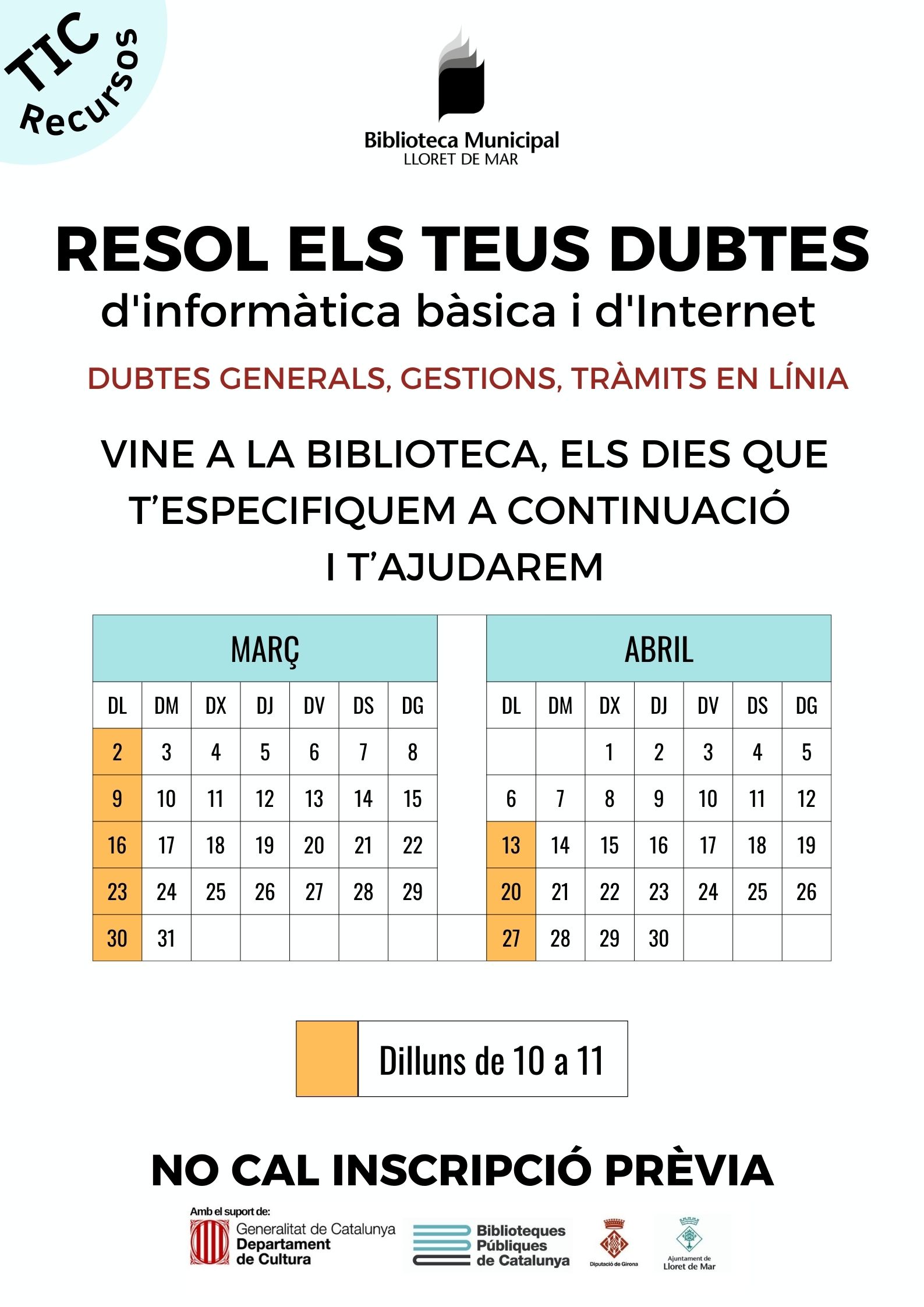 Resol els teus dubtes març abril 26