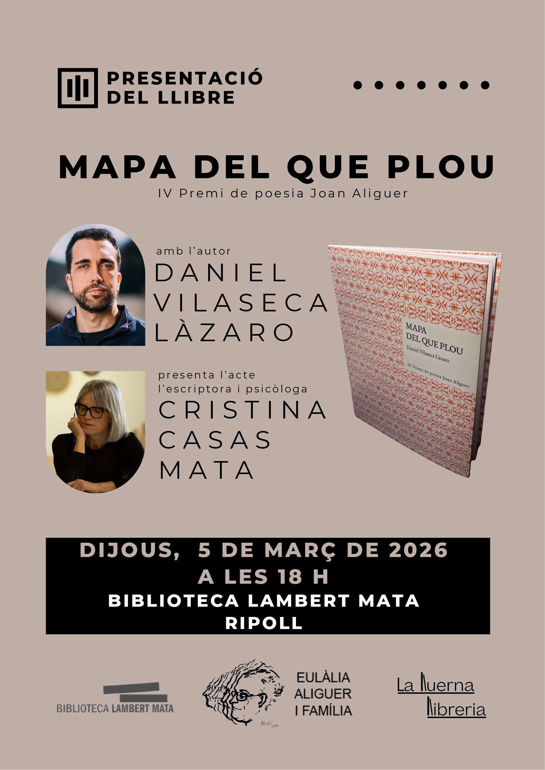 Cartell presentació llibr Daniel Vilaseca 5 març a Ripoll