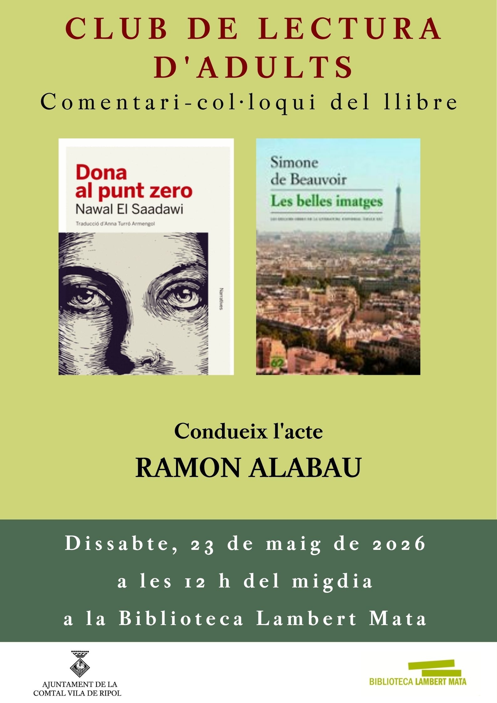Cartell club de lectura adults maig 2026 Ripoll