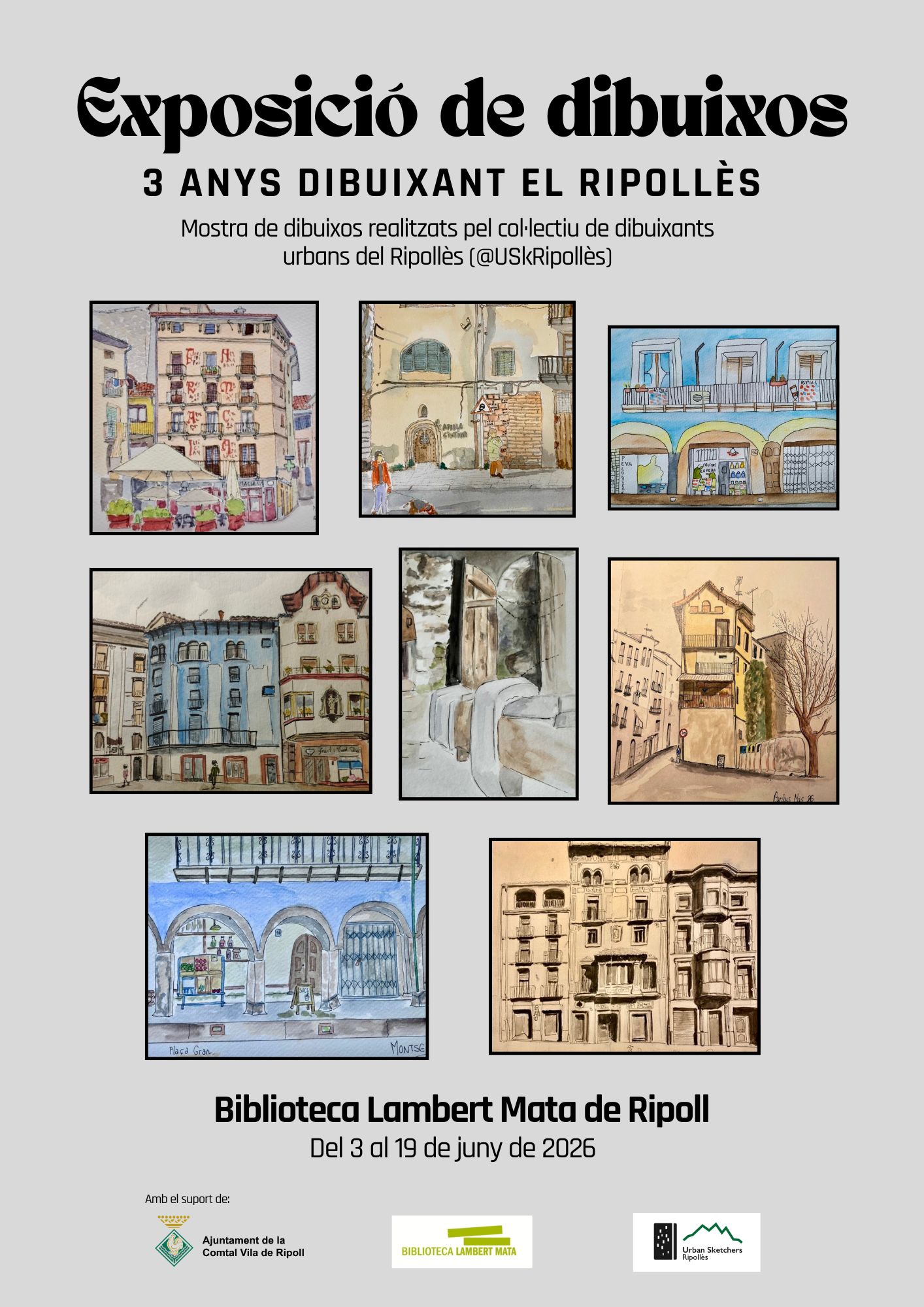 Cartell exposició 3 anys dibuixant el Ripollès USK Ripollès