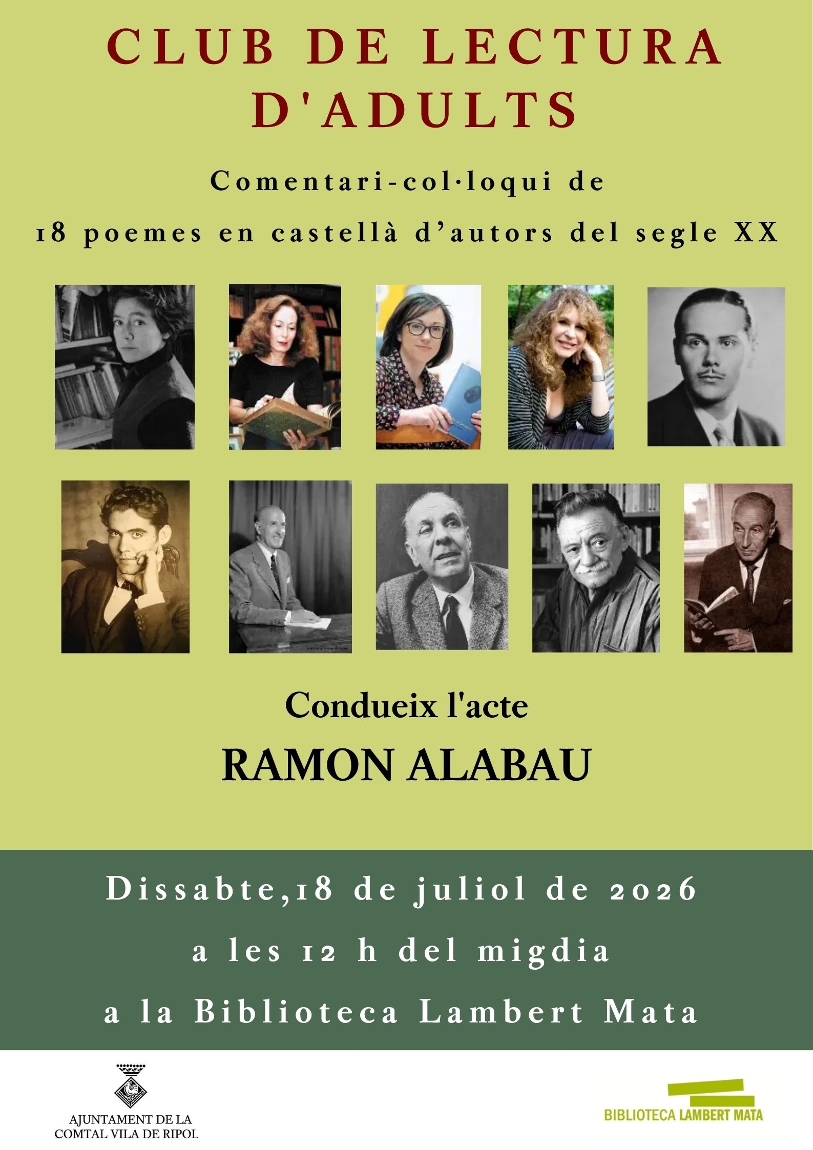 Cartell club de lectura juliol 2026 Ripoll