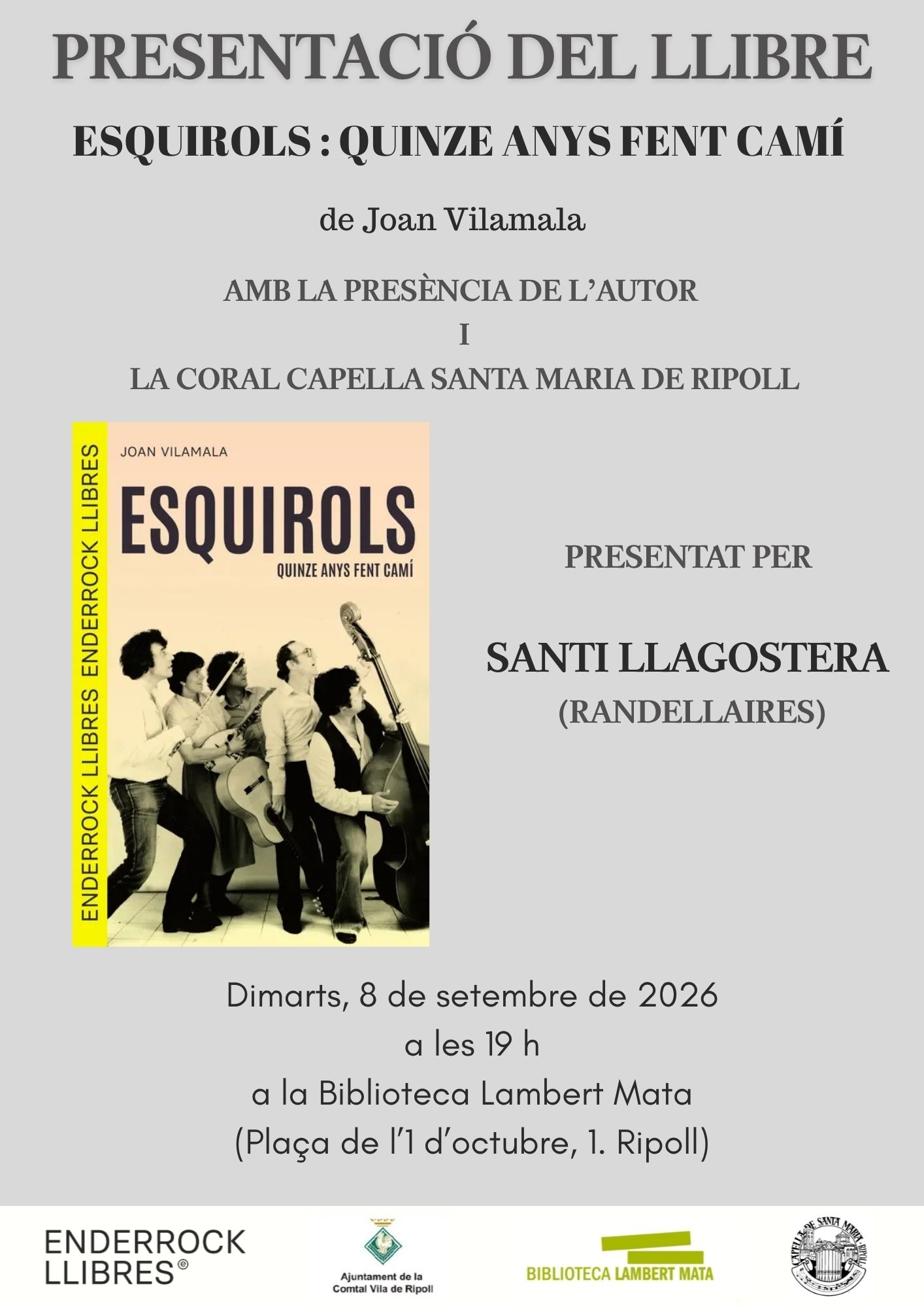 Cartell presentació llibre Esquirols a  Ripoll