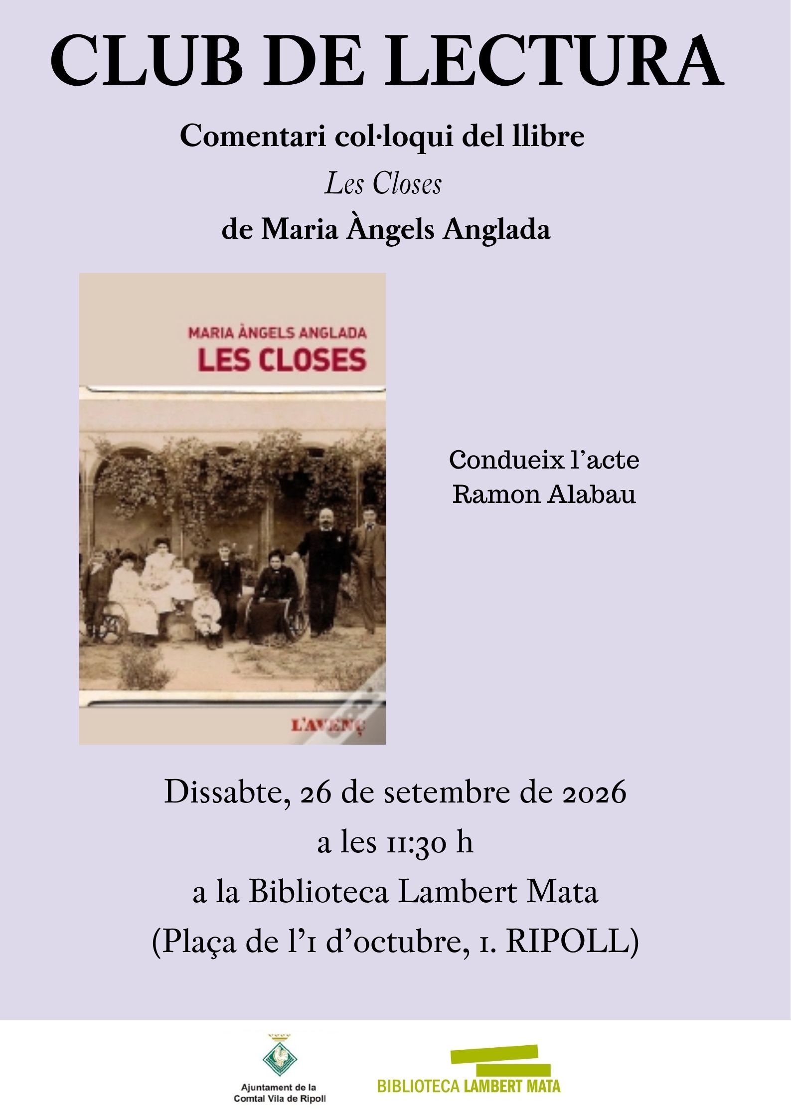 Cartell club de lectura d'adults setembre Ripoll