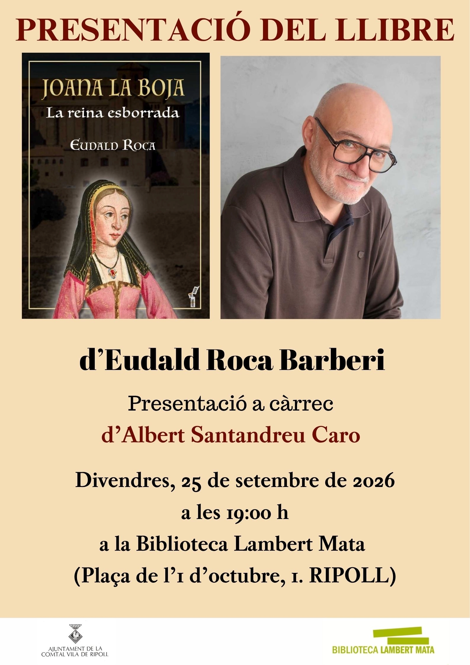 Cartell presentació llibre 26 setembre a Ripoll